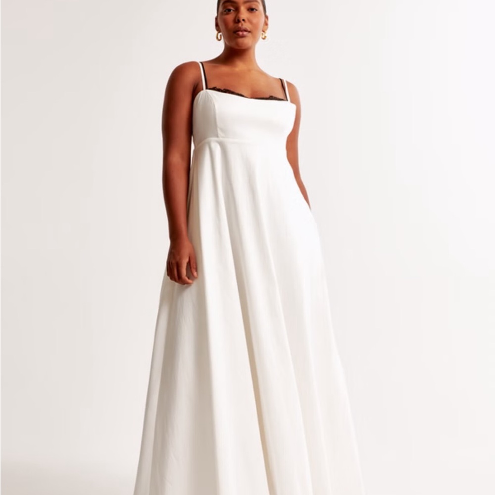 NWT Abercrombie Lace-Trim Taffeta Maxi Dress
